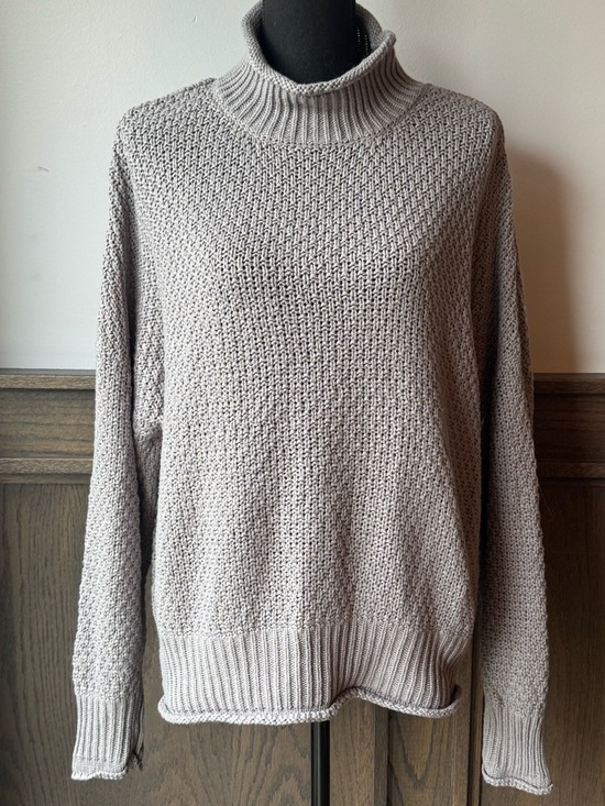 Tecrew Sweaters - Tecrew Turtleneck Knit Oversized Sweater in Light Gray Large